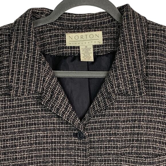 Vintage Blazer Cropped Jacket Woven Knit Tweed Norton McNaughton Lined Size 18 - Picture 2 of 9